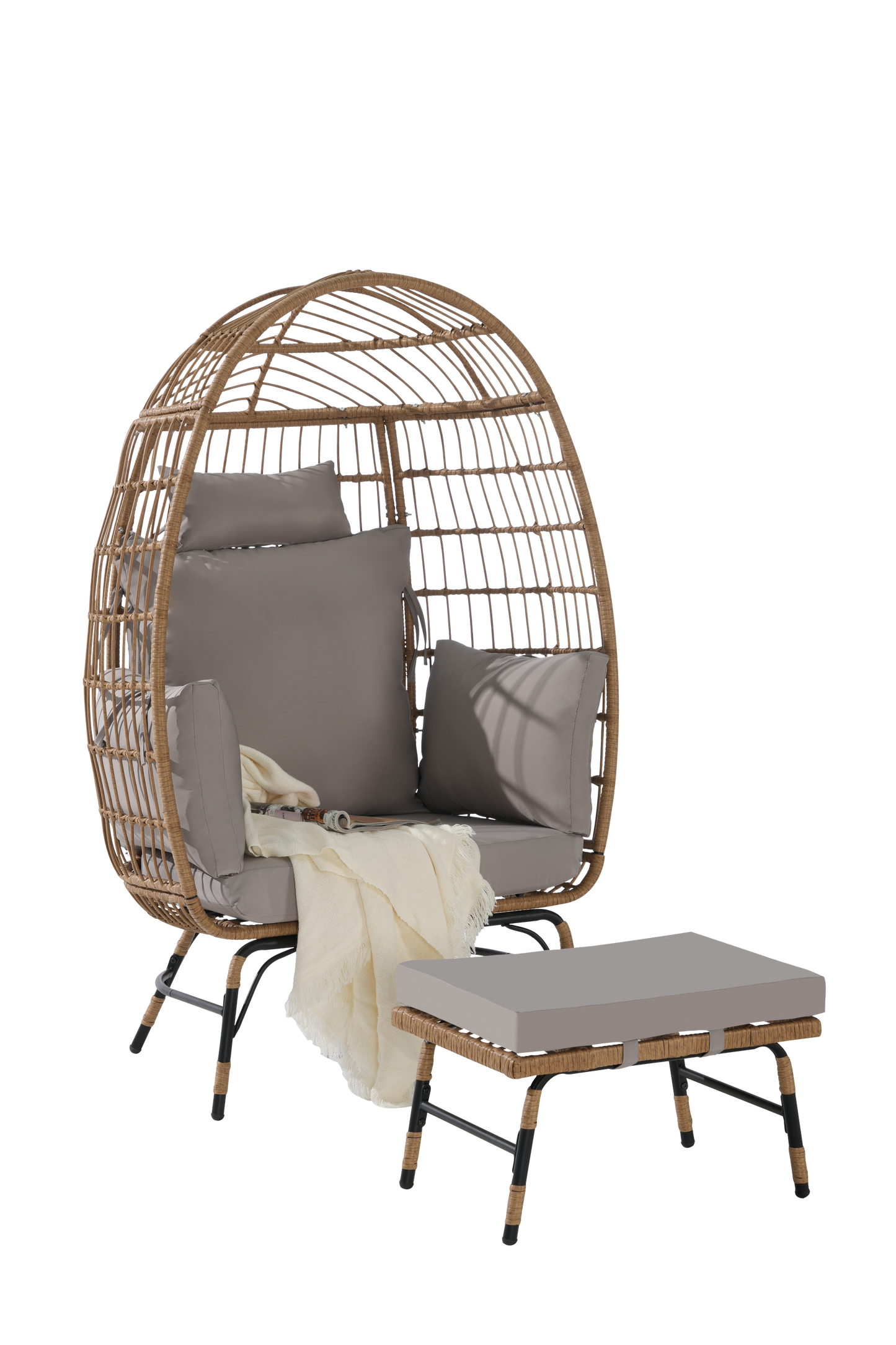 Wicker Egg Chair,Rattan Egg Chair Indoor Outdoor,Oversized Large Egg
