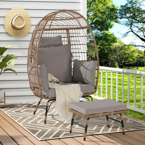 Wicker Egg Chair,Rattan Egg Chair Indoor Outdoor,Oversized Large Egg