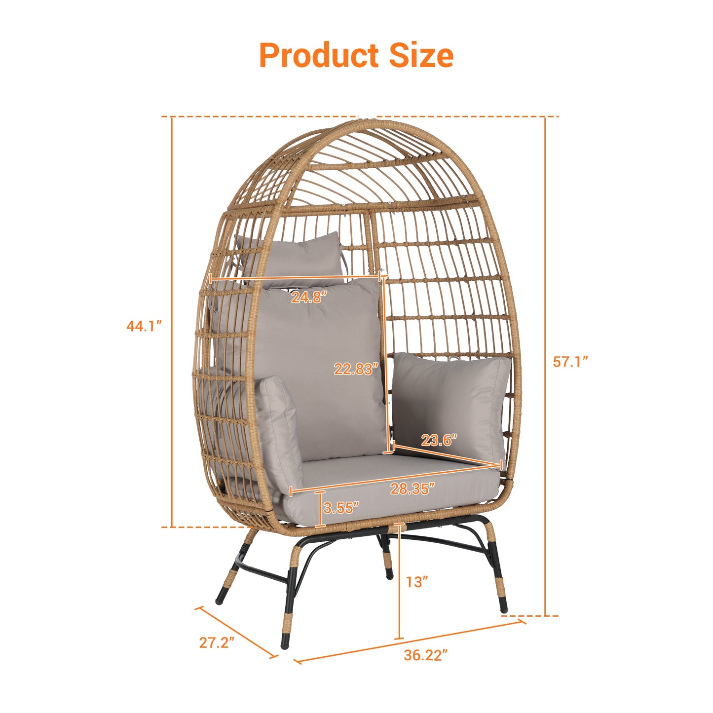 Wicker Egg Chair,Rattan Egg Chair Indoor Outdoor,Oversized Large Egg