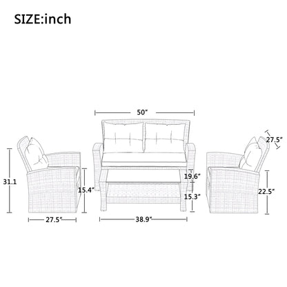 Patio Furniture Set, 4 Piece Outdoor Conversation Set All Weather