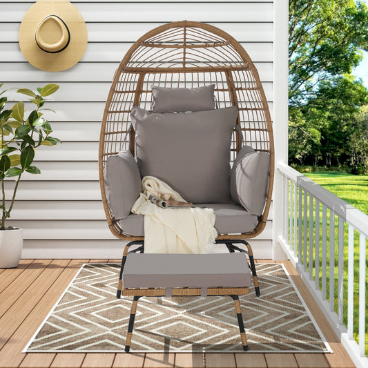 Wicker Egg Chair,Rattan Egg Chair Indoor Outdoor,Oversized Large Egg